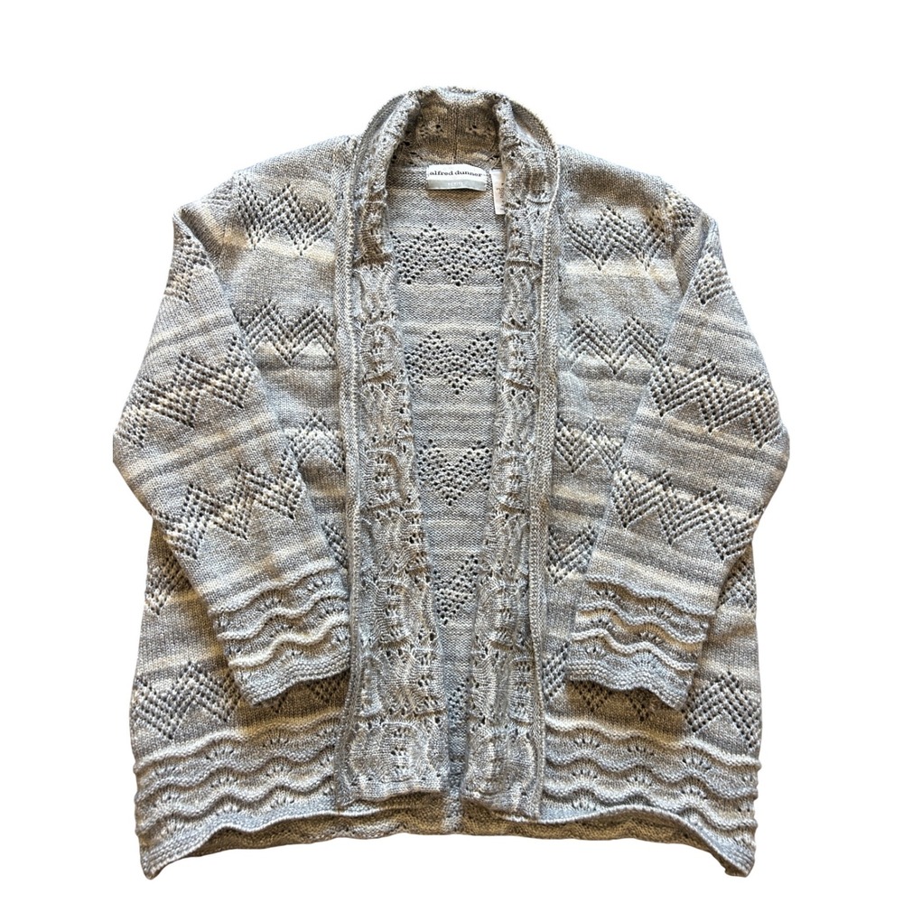 Alfred Dunner Petite Women's Gray Knit Cardigan Sweater‎ PXL Open Front
